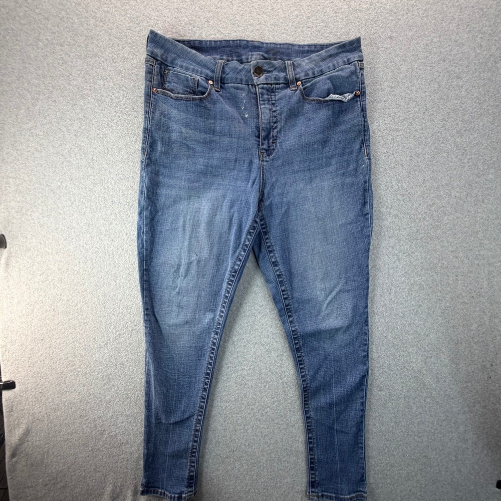 Seven7 Womens Size 16 Medium Wash Blue High Rise Skinny Jeans Stretch Denim